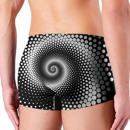 Black And White Spiral Dot Print Men's Boxer Briefs