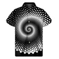 Black And White Spiral Dot Print Men's Short Sleeve Shirt