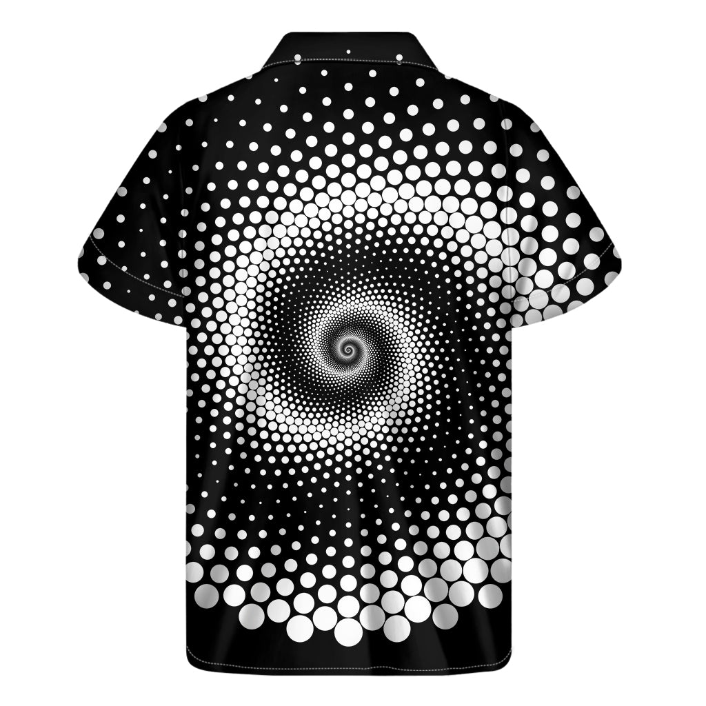 Black And White Spiral Dot Print Men's Short Sleeve Shirt