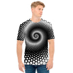 Black And White Spiral Dot Print Men's T-Shirt