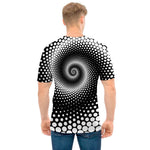 Black And White Spiral Dot Print Men's T-Shirt