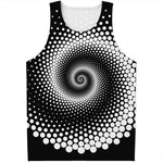 Black And White Spiral Dot Print Men's Tank Top