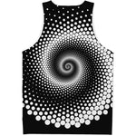 Black And White Spiral Dot Print Men's Tank Top