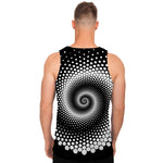 Black And White Spiral Dot Print Men's Tank Top