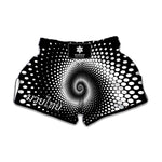 Black And White Spiral Dot Print Muay Thai Boxing Shorts