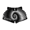 Black And White Spiral Dot Print Muay Thai Boxing Shorts