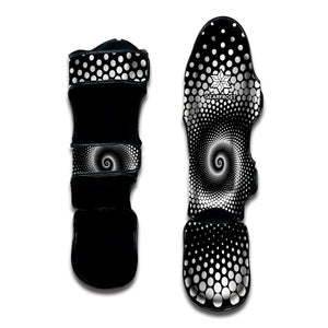 Black And White Spiral Dot Print Muay Thai Shin Guard