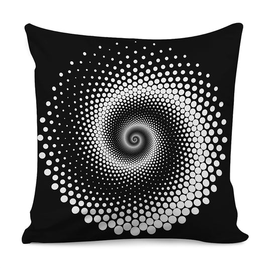 Black And White Spiral Dot Print Pillow Cover