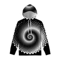 Black And White Spiral Dot Print Pullover Hoodie