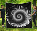 Black And White Spiral Dot Print Quilt