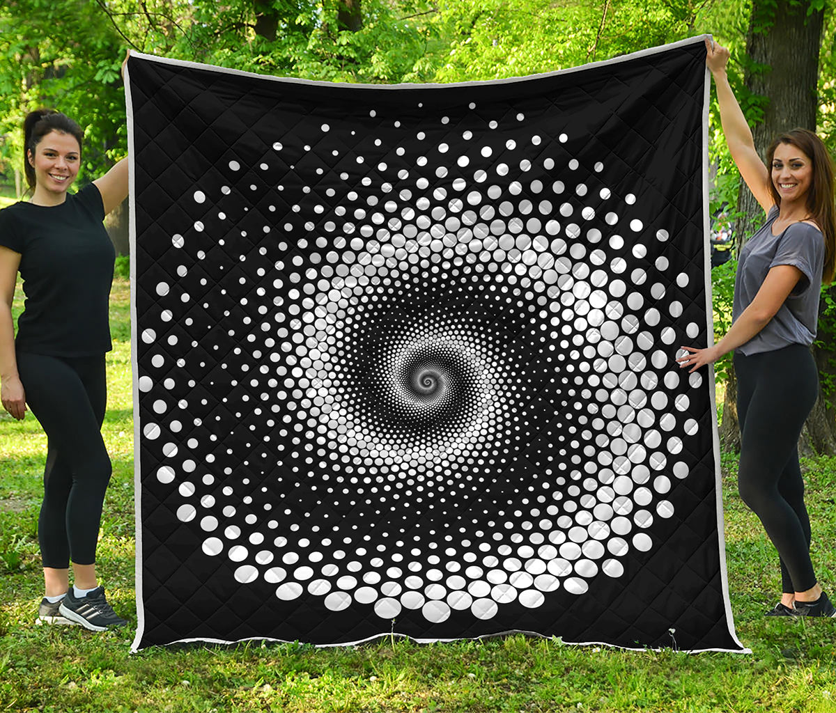 Black And White Spiral Dot Print Quilt