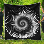 Black And White Spiral Dot Print Quilt