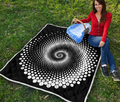 Black And White Spiral Dot Print Quilt