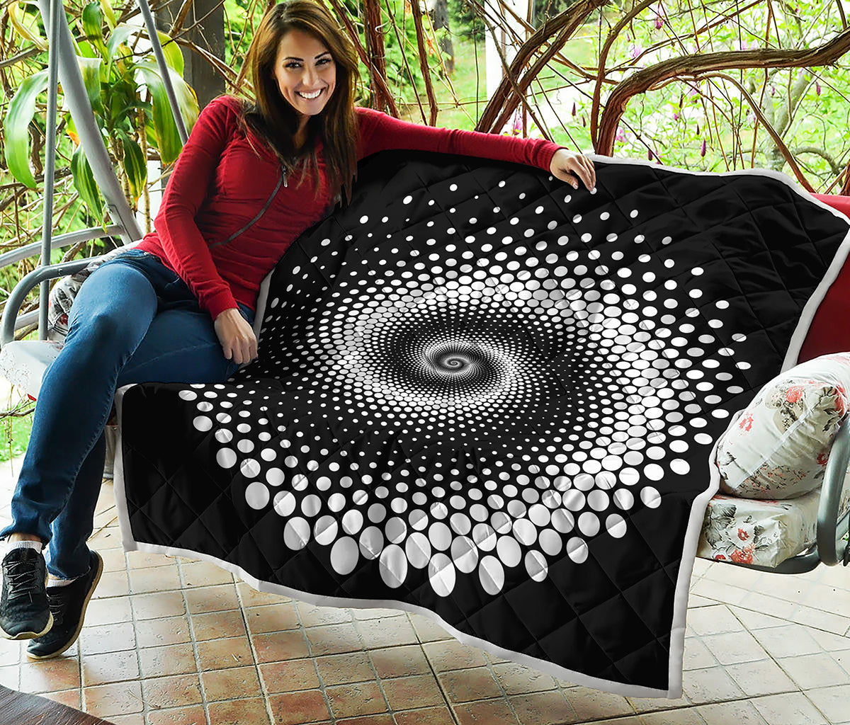 Black And White Spiral Dot Print Quilt