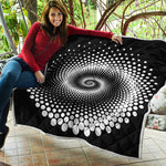 Black And White Spiral Dot Print Quilt