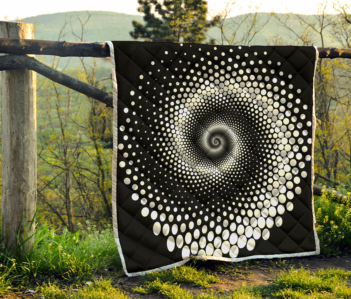 Black And White Spiral Dot Print Quilt