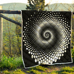 Black And White Spiral Dot Print Quilt