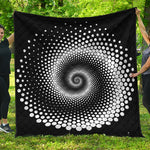 Black And White Spiral Dot Print Quilt