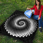 Black And White Spiral Dot Print Quilt