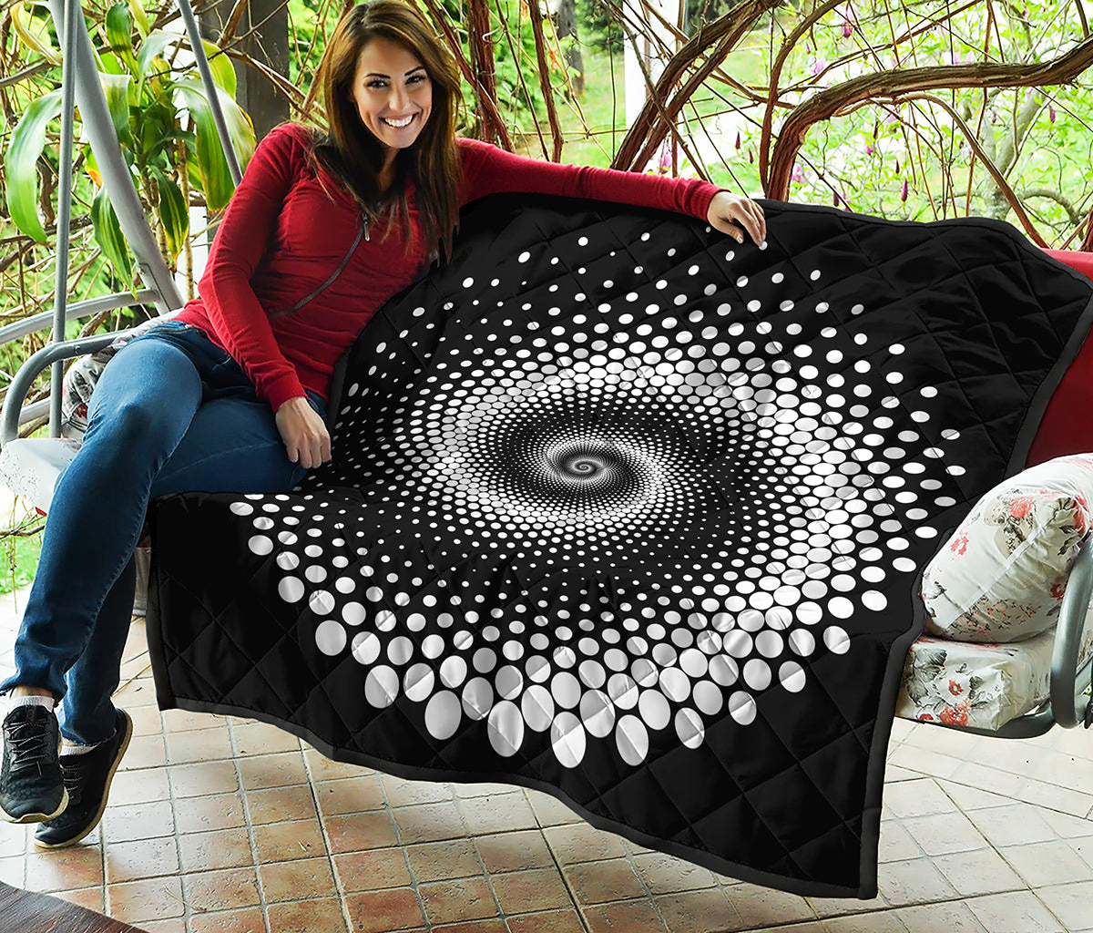 Black And White Spiral Dot Print Quilt