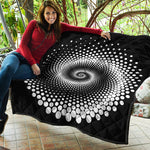 Black And White Spiral Dot Print Quilt