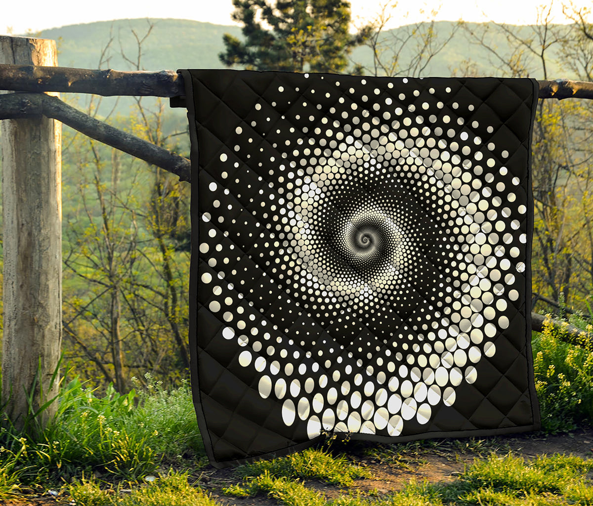 Black And White Spiral Dot Print Quilt