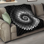 Black And White Spiral Dot Print Quilt
