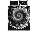 Black And White Spiral Dot Print Quilt Bed Set