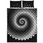 Black And White Spiral Dot Print Quilt Bed Set