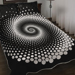 Black And White Spiral Dot Print Quilt Bed Set