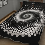 Black And White Spiral Dot Print Quilt Bed Set