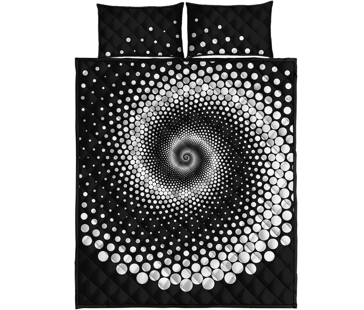 Black And White Spiral Dot Print Quilt Bed Set