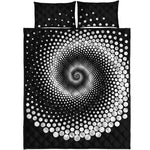 Black And White Spiral Dot Print Quilt Bed Set