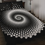 Black And White Spiral Dot Print Quilt Bed Set