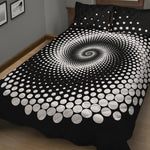 Black And White Spiral Dot Print Quilt Bed Set