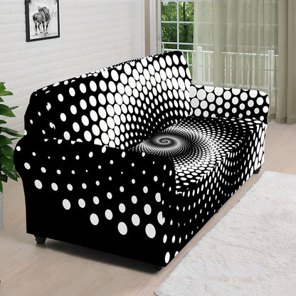 Black And White Spiral Dot Print Sofa Cover