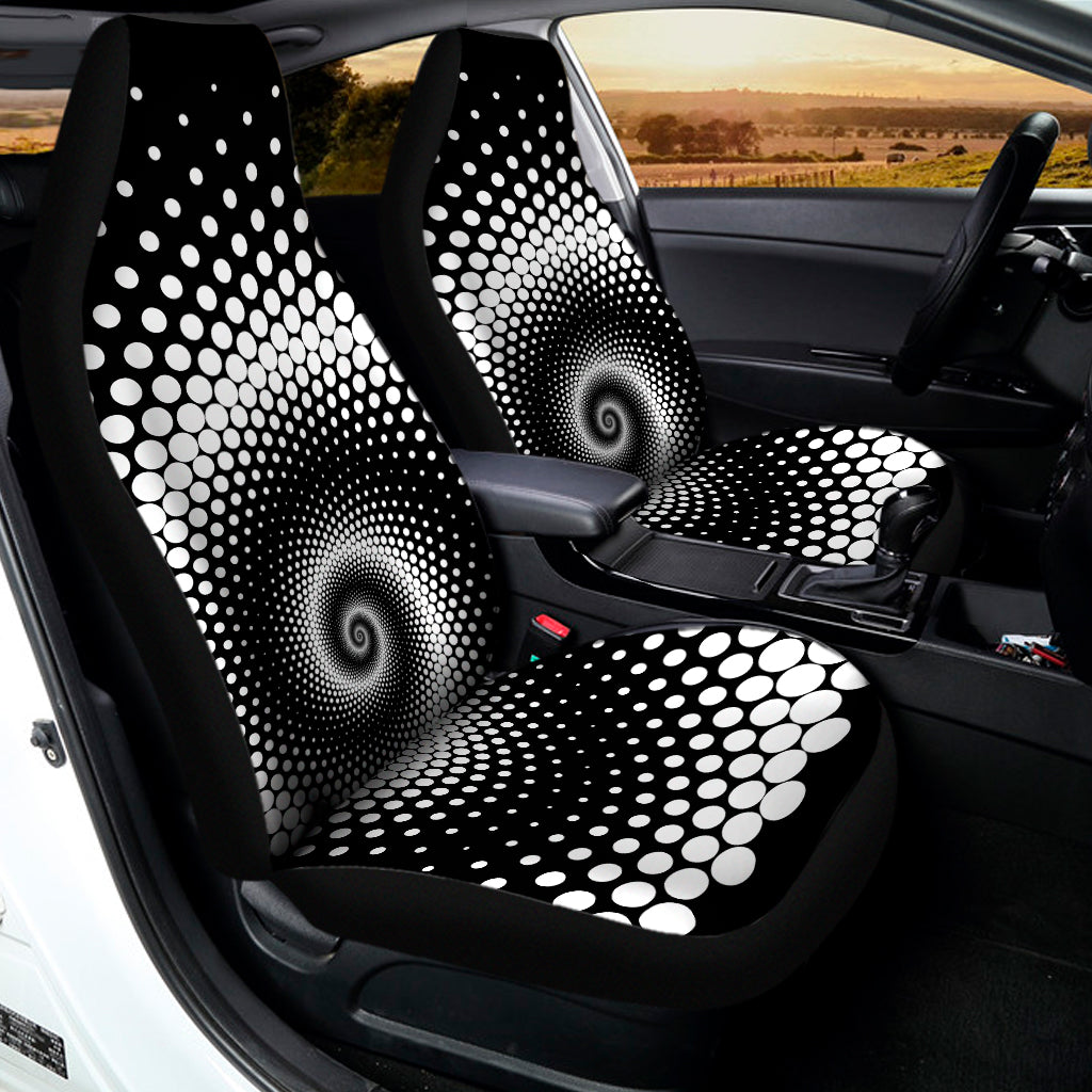 Black And White Spiral Dot Print Universal Fit Car Seat Covers
