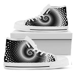 Black And White Spiral Dot Print White High Top Shoes