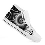 Black And White Spiral Dot Print White High Top Shoes