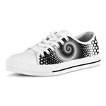 Black And White Spiral Dot Print White Low Top Shoes