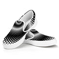 Black And White Spiral Dot Print White Slip On Sneakers