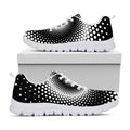 Black And White Spiral Dot Print White Running Shoes