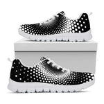 Black And White Spiral Dot Print White Sneakers