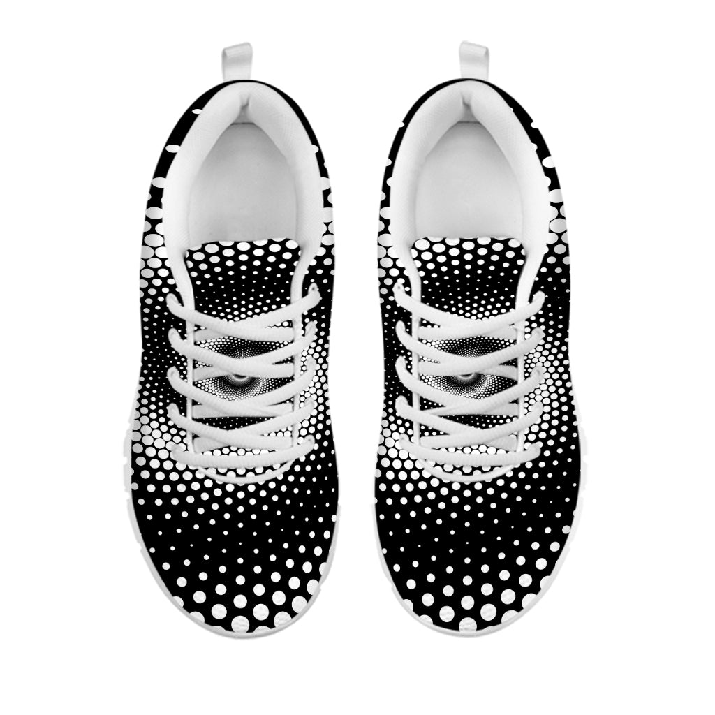 Black And White Spiral Dot Print White Sneakers