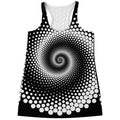Black And White Spiral Dot Print Women's Racerback Tank Top
