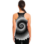 Black And White Spiral Dot Print Women's Racerback Tank Top