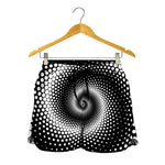 Black And White Spiral Dot Print Women's Shorts