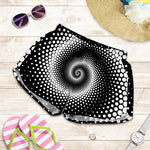 Black And White Spiral Dot Print Women's Shorts
