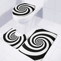Black And White Spiral Illusion Print 3 Piece Bath Mat Set