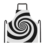 Black And White Spiral Illusion Print Apron